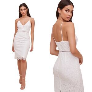 ASTR The Label White Lace Lattice Midi Dress  - Medium / M